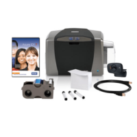 Bundle - Fargo DTC1250e SS ID Card Printer w Ribbon, Cards, Rollers