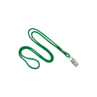 Lanyard, Non-Breakaway, Round, Bulldog Clip, 36", Green - 50503GR